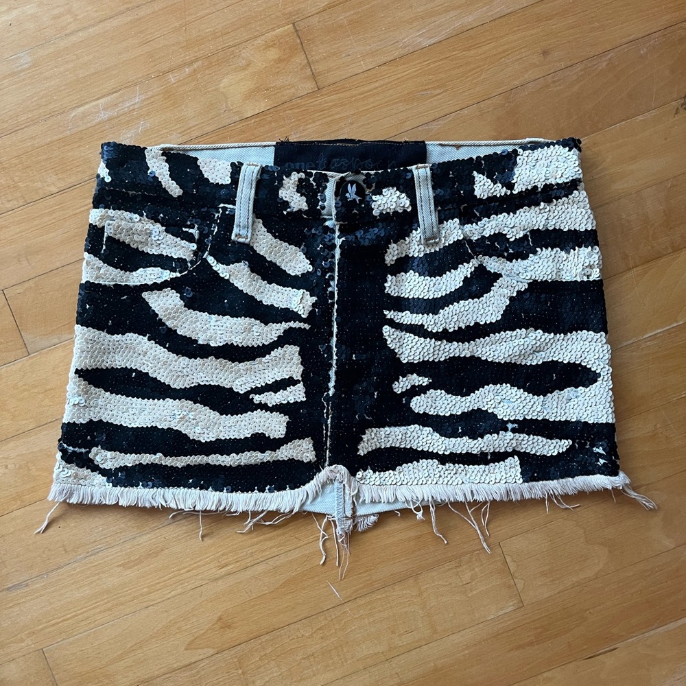 One teaspoon Sequin Zebra Print Denim Skirt